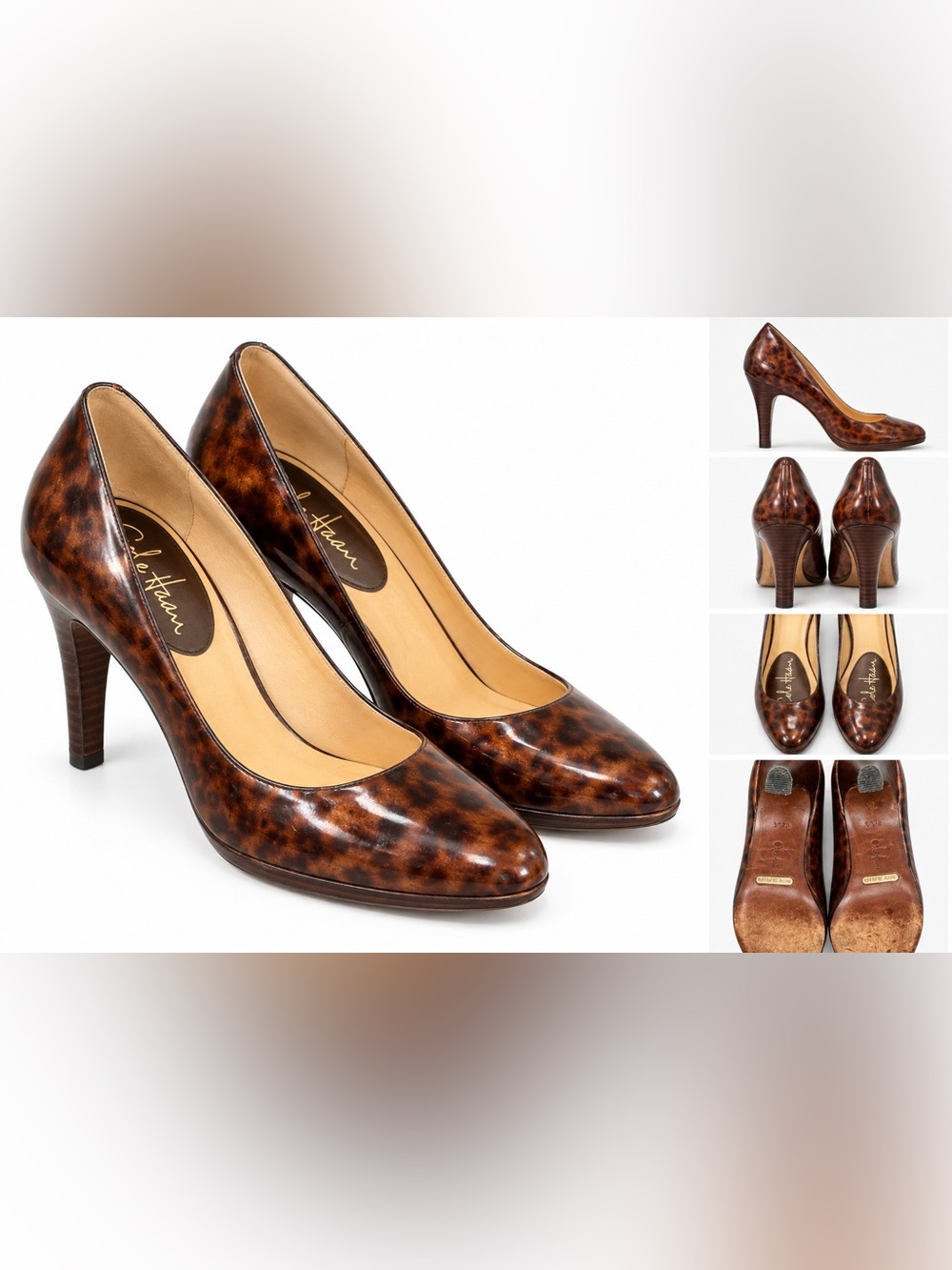 Cole Haan Nike Air Tortoise Patent Leather Pumps 8 AA